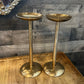 Victoria Hagen Brass Tone Pillar Candle Holders - Pair