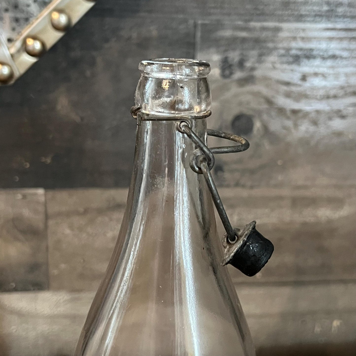 Vintage Clear Glass Wire Bail Stopper Bottle