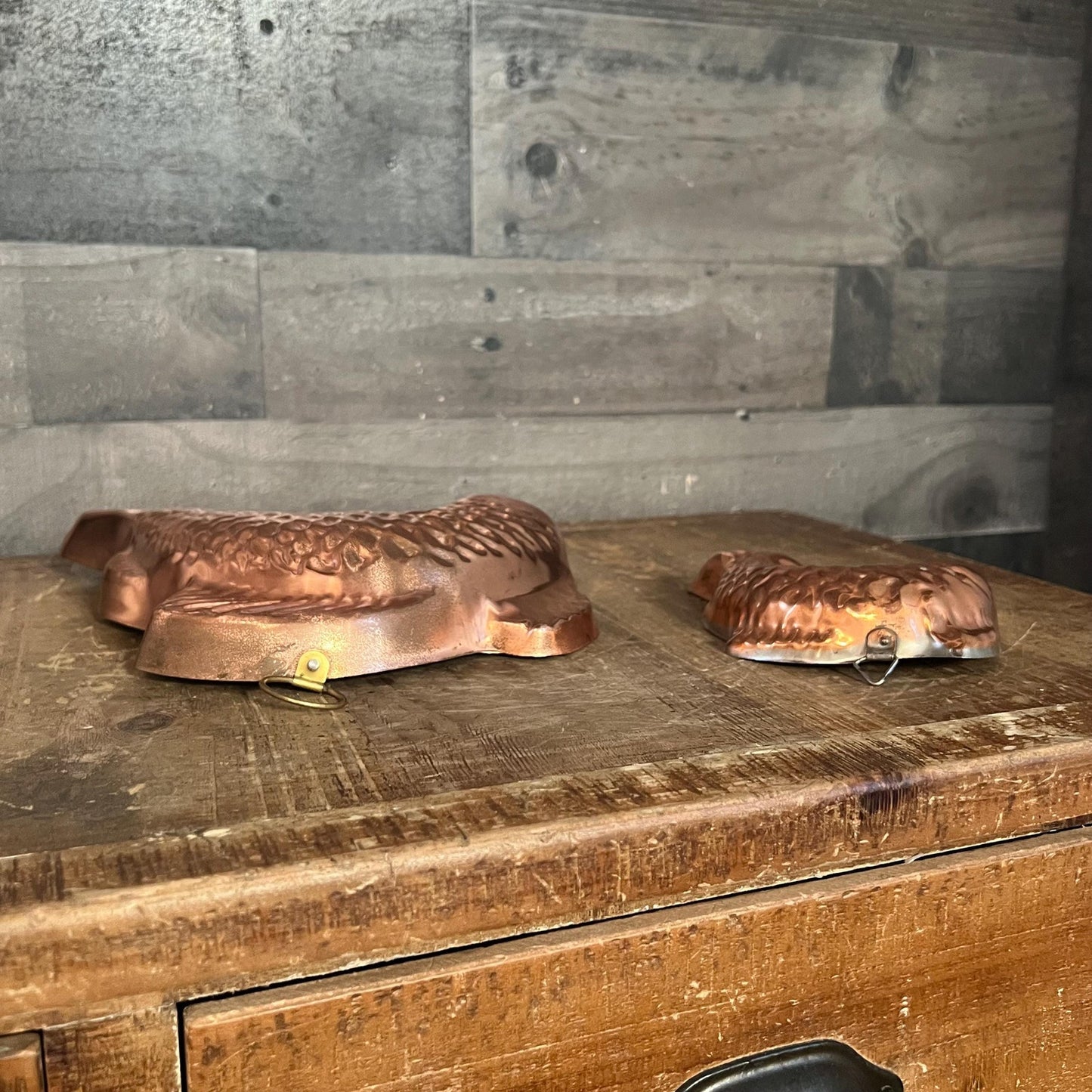 Vintage Copper Big Fish Little Fish Wall Hanging Molds