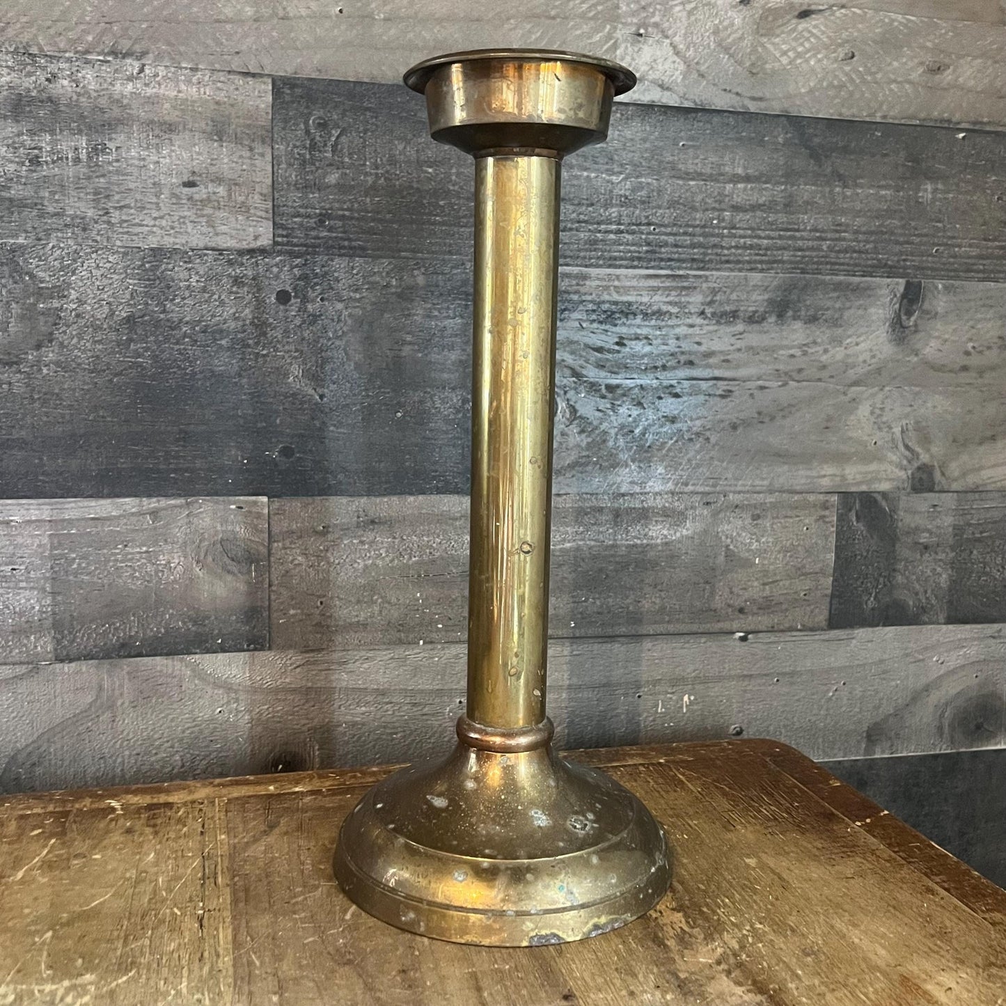 Tall Vintage Solid Brass Candle Holder - Pillar Candle Holder - Candlestick Holder