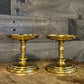 Vintage Brass Pedestal Pillar Candle Holders - Pair