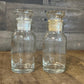 Pair of Vintage Small Clear Glass Lidded Apothecary Bottles - Spice Bottles - Pill Bottles