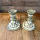 Wedgwood Jasperware Sage Green Candlestick Holders - Pair
