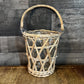 Wicker Rattan Handled Basket Clear Glass Vase
