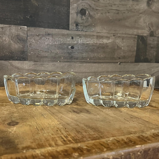 Princess House Crystal Pair of Scallop Rim Spoon Holder - Utensil Rest