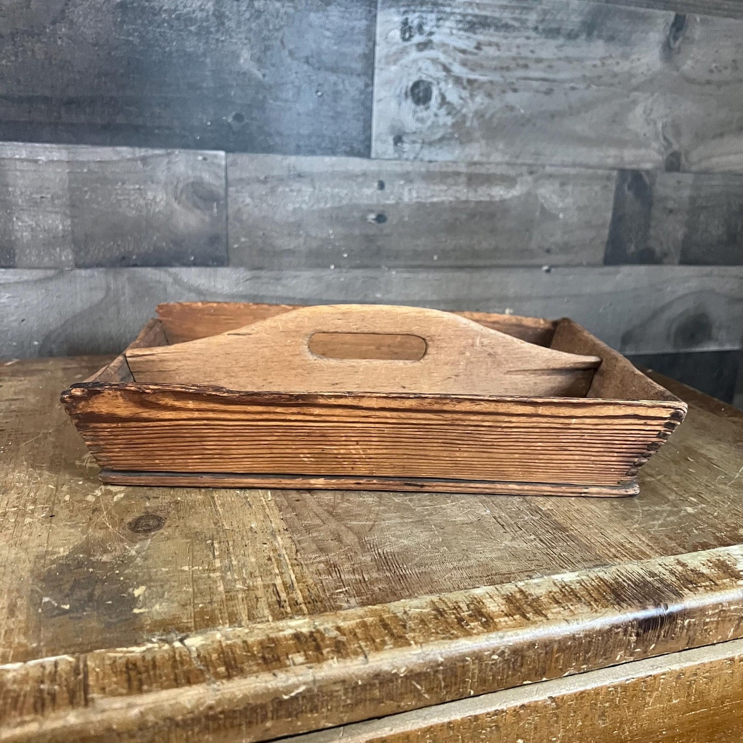 Primitive Wooden Handled Cutlery Tray
