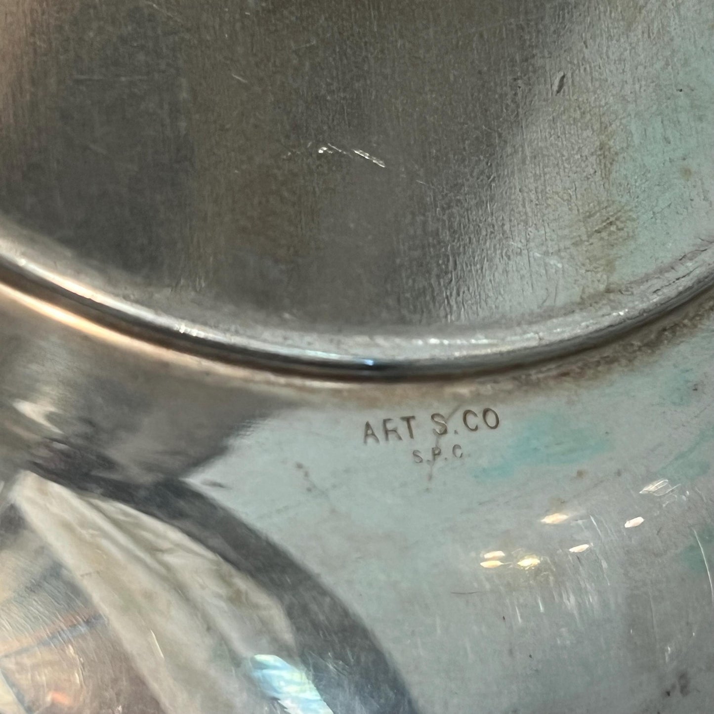 Vintage Art S Co Round Silverplated Shallow Bowl with Braided Accent Rim