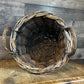 Brown Woven Wicker Round Handled Basket