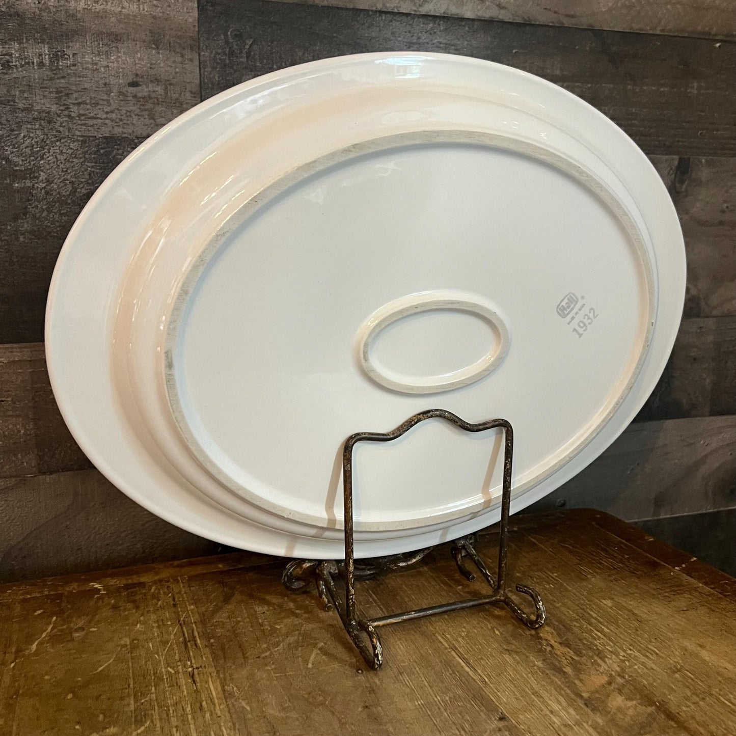 Vintage Hall Pottery White Oval Serving Tray Platter