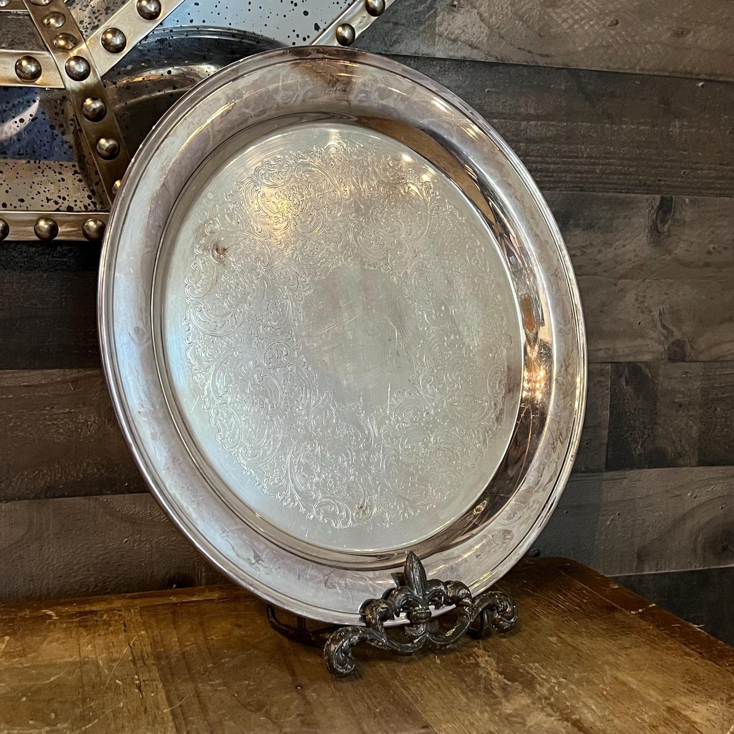Vintage Gorham Round Silverplated Serving Tray - Platter - YC455