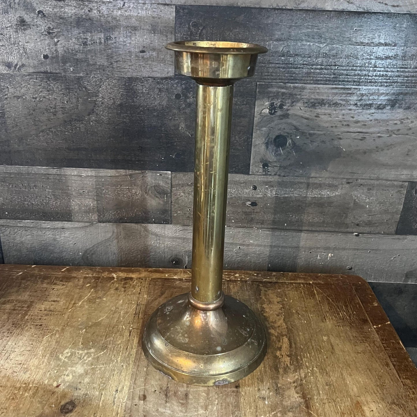 Tall Vintage Solid Brass Candle Holder - Pillar Candle Holder - Candlestick Holder