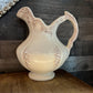 Vintage Large Ceramic Creamy White Pitcher with Ornate Design