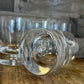 Glass Blown Old Fashioned Bubble Base Heavy Rocks Glasses - Set of 4