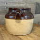 Vintage Monmouth Stoneware Double Handle Bean Pot with Maple Leaf USA Stamp on Bottom - Crock