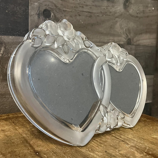 Mikasa Crystal Rosemont Frosted Glass Double Heart Picture Frame