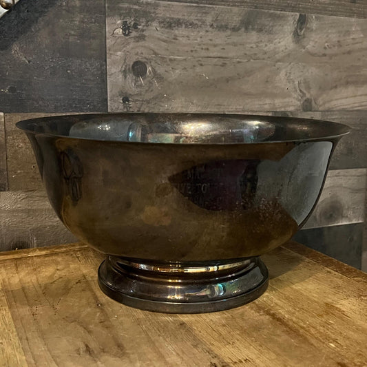 Vintage Silverplated Pedestal Compote Trophy Bowl - World Tennis Magazine 1985 Pro-Executive Tournament The West Side Tennis Club Champion