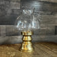 Vintage Brass Candle Holder with Clear Bubbly Glass Hurricane - Candlestick Holder - Pillar Candle Holder