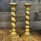 Vintage Spiral Brass Candlestick Holders Pair