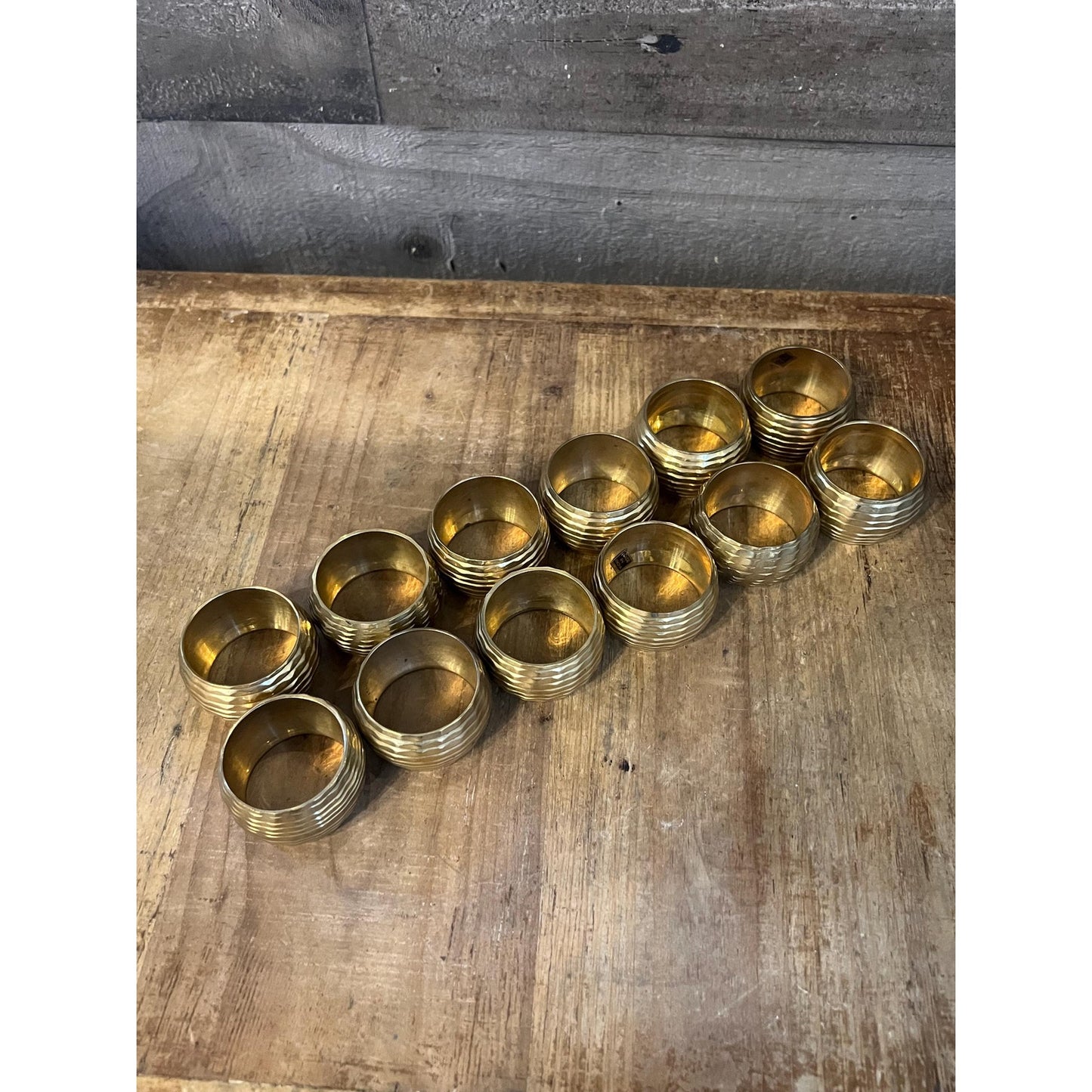 Vintage Brass Napkin Ring Holders - Set of 12