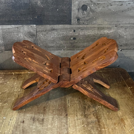 Vintage Wood Carved Book Holder - Book Stand