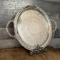 Vintage Rogers & Bro Made By The International Silver Co Round Silverplated Handled Serving Tray