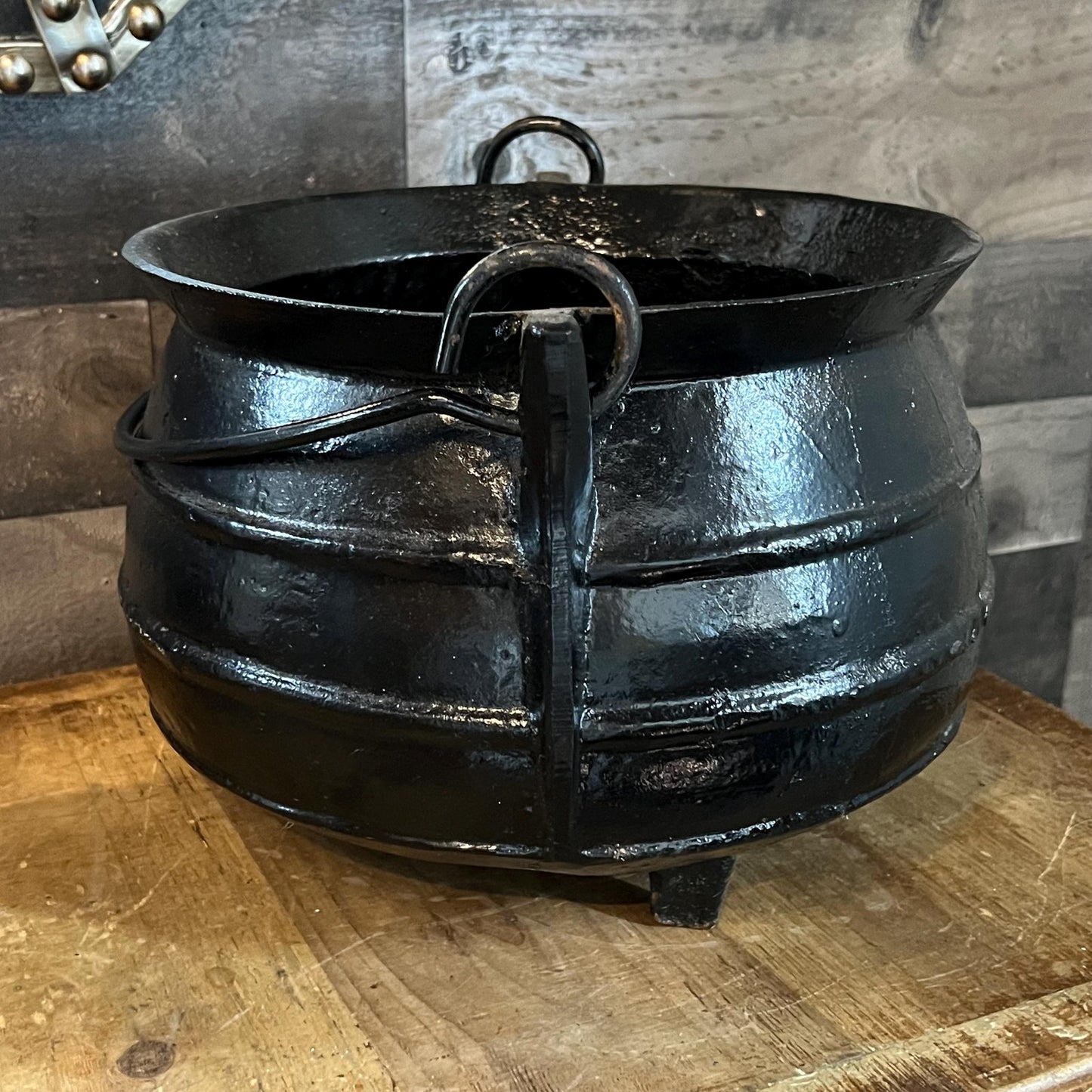 Black Cast Iron Tri Footed Handled Large Cauldron - Cast Iron Pot - Cast Iron Kettle - Cast Iron Bean Pot