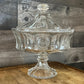 Vintage Fostoria Coin Glass Clear Large Compote Pedestal Lidded Bowl