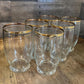 Vintage Clear Glass Gold Rim Juice Glasses - Tall Glass Tumblers - Set of 6