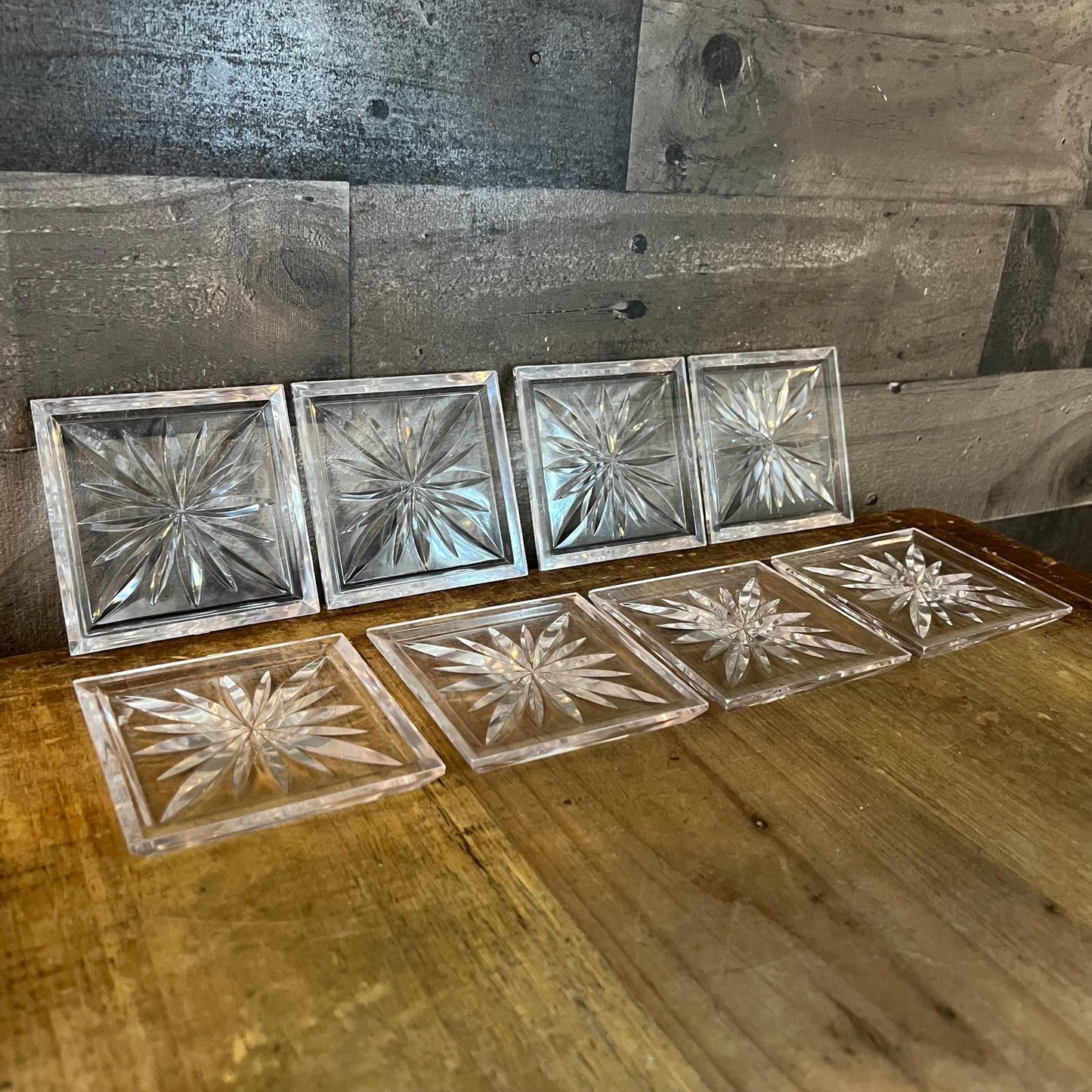 Vintage Colony Clear Starburst Duracite Coasters and Case - Set of 8 Coasters