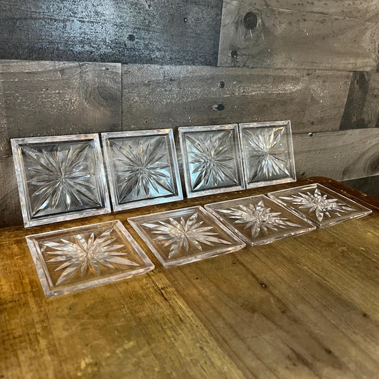 Vintage Colony Clear Starburst Duracite Coasters and Case - Set of 8 Coasters