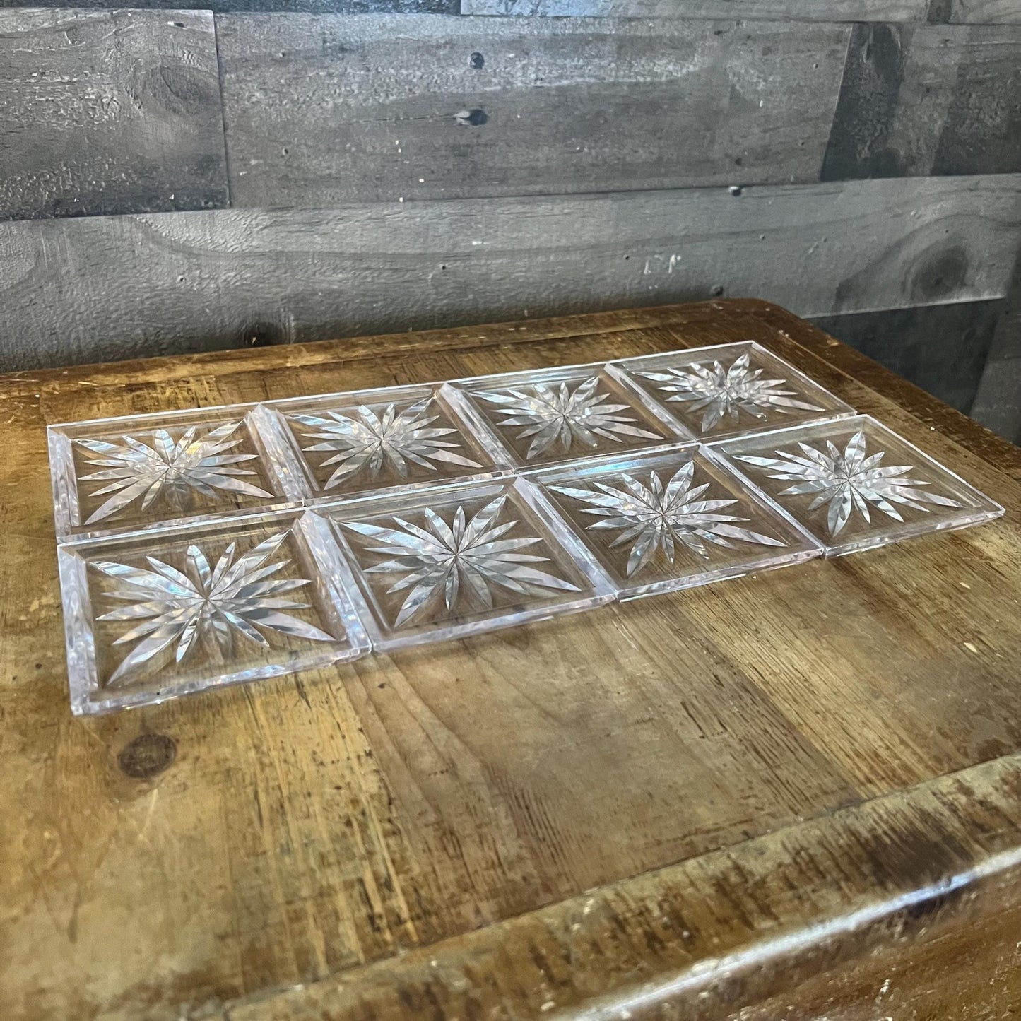 Vintage Colony Clear Starburst Duracite Coasters and Case - Set of 8 Coasters