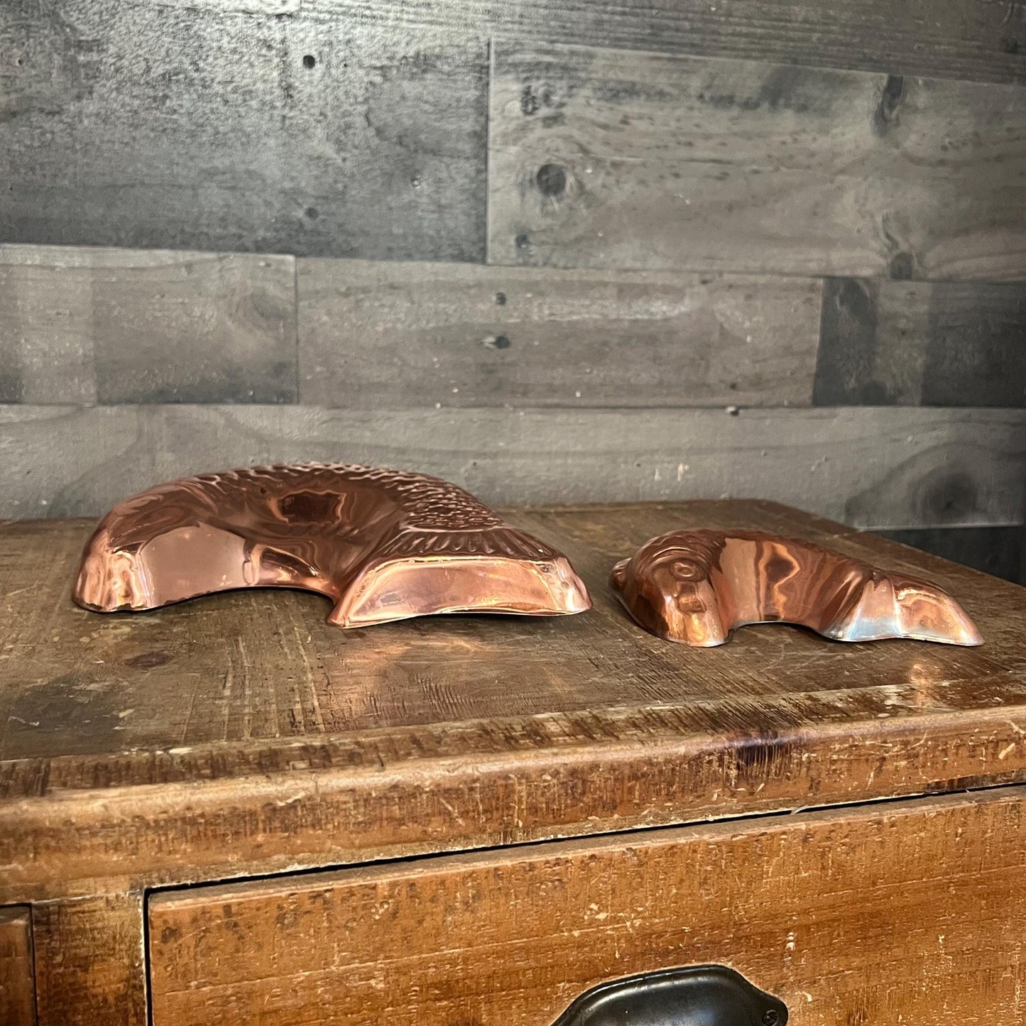 Vintage Copper Big Fish Little Fish Wall Hanging Molds