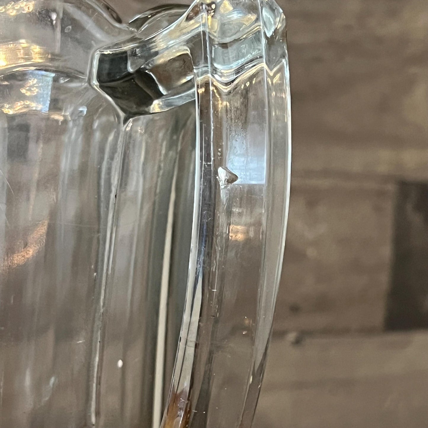 Antique Clear Imperial Glass Pure Colonial Scallop Rim Handled Pitcher