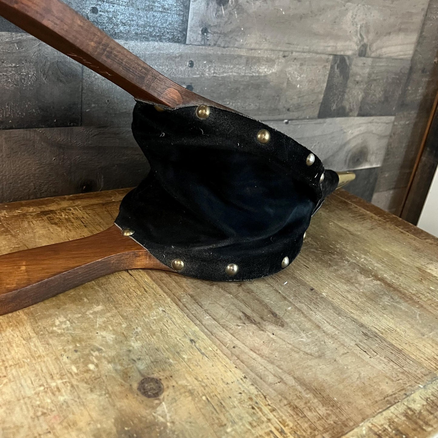 Vintage Johnny Beard Company Bellows - Pennsylvania Pine Bellows - Black Suede Trim Bellows with Brass Nailhead