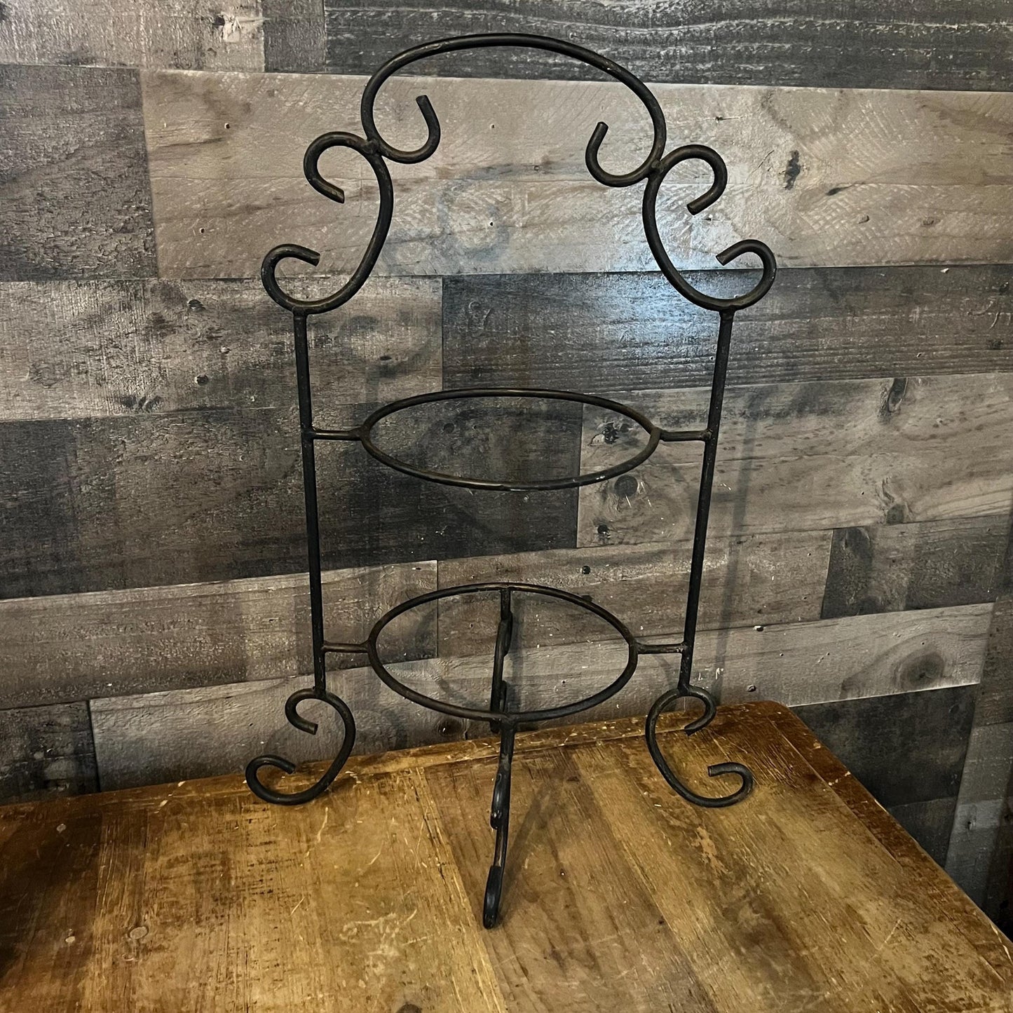 Wrought Iron 2 Tier Plate Rack - Pie Rack - Dessert Stand