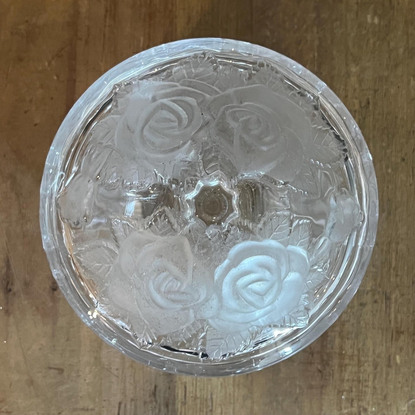 Studio Nova Crystal Winter Rose Frosted Glass Flower Lidded Dish - Candy Dish