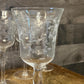 Vintage Set of 6 Floral and Ivy Etched Crystal Long Stem Wine Glasses