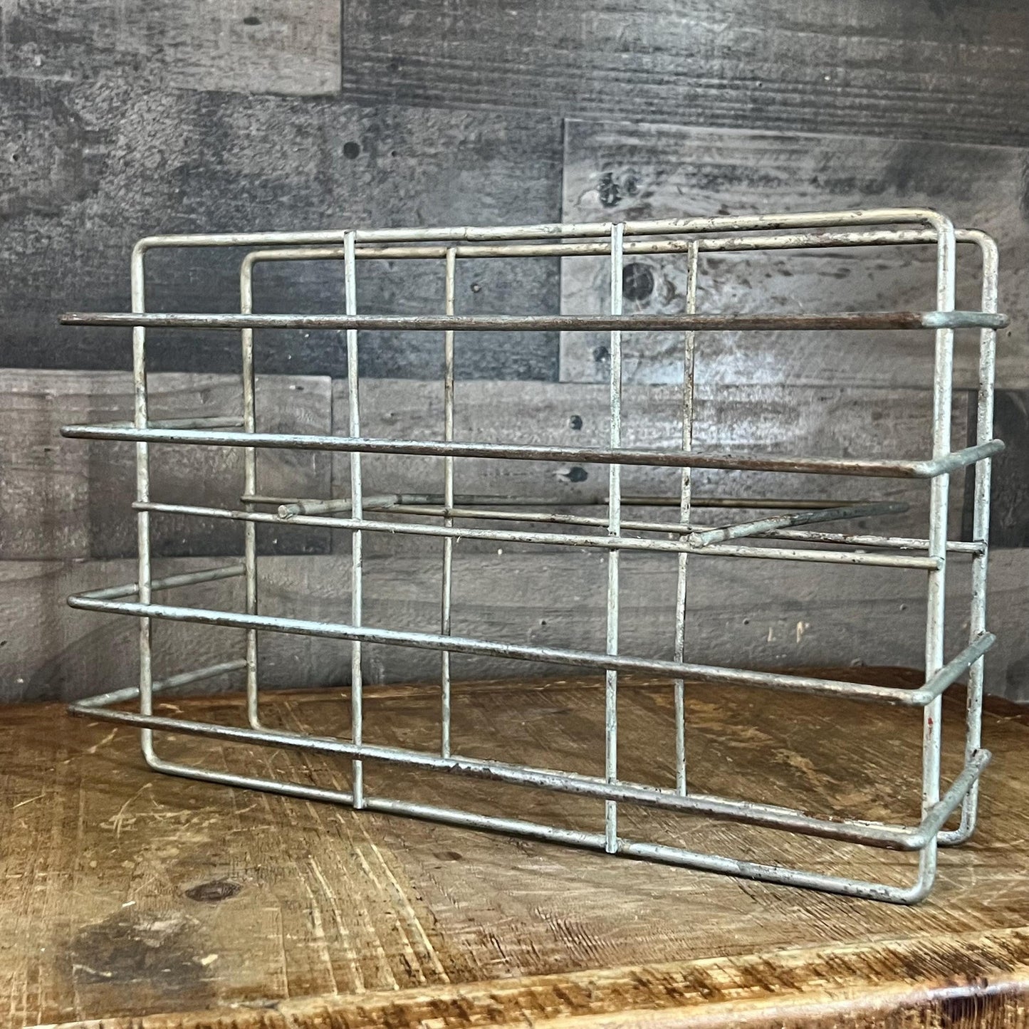Vintage Metal Bottle Carrier - Milk Carrier - Metal Handled Crate