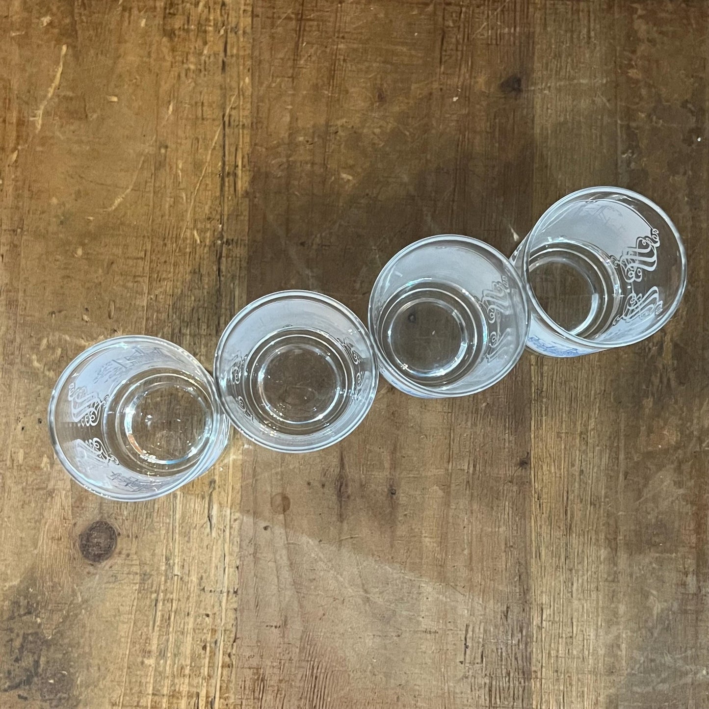 Vintage Set of 4 Royal USA Currier and Ives Blue Juice Glasses - Short Tumblers
