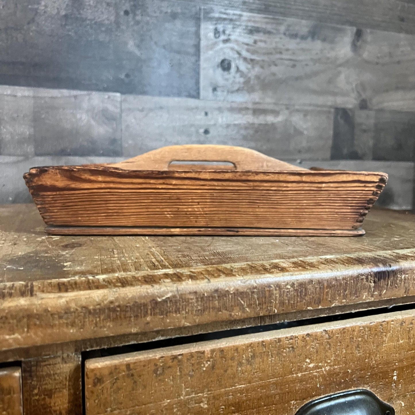 Primitive Wooden Handled Cutlery Tray