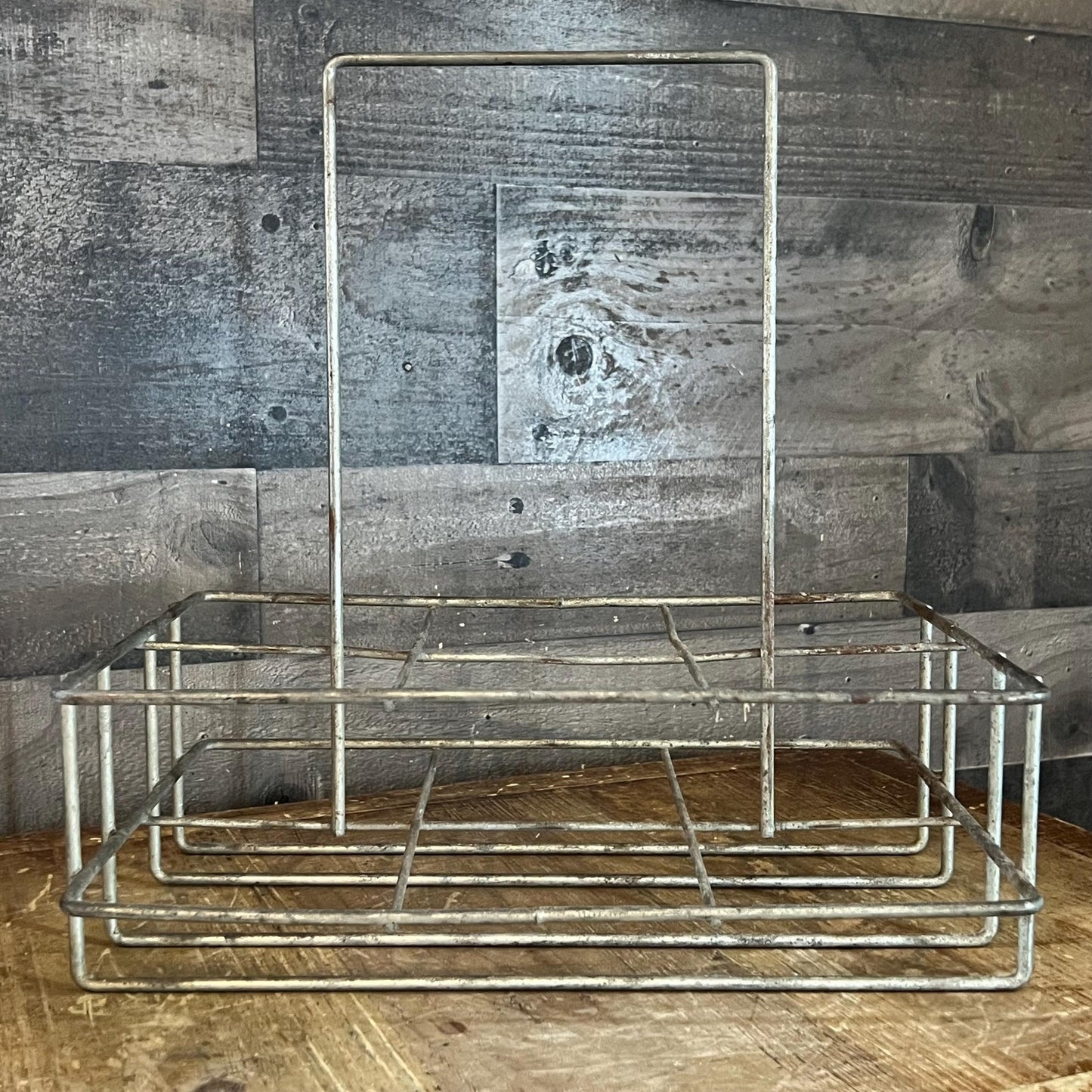 Vintage Metal Bottle Carrier - Milk Carrier - Metal Handled Crate