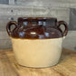 Vintage Monmouth Stoneware Double Handle Bean Pot with Maple Leaf USA Stamp on Bottom - Crock