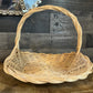 Vintage Blonde Woven Wicker Gathering Basket - Firewood Basket - Flower Basket - Stick Basket