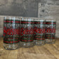 Houze Glass Company Seasons Greetings Tall Juice Glasses - Christmas Holiday Glassware - Set of 4