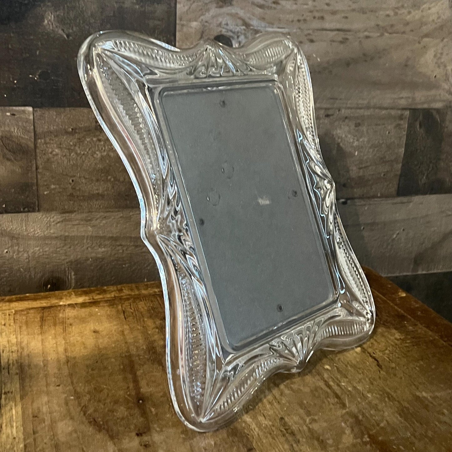 Vintage Clear Crystal Glass Tabletop Picture Frame