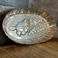 Vintage Copper Oval Scallop Rim Fruit Motif Mold