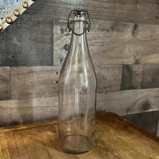 Vintage Clear Glass Wire Bail Stopper Bottle