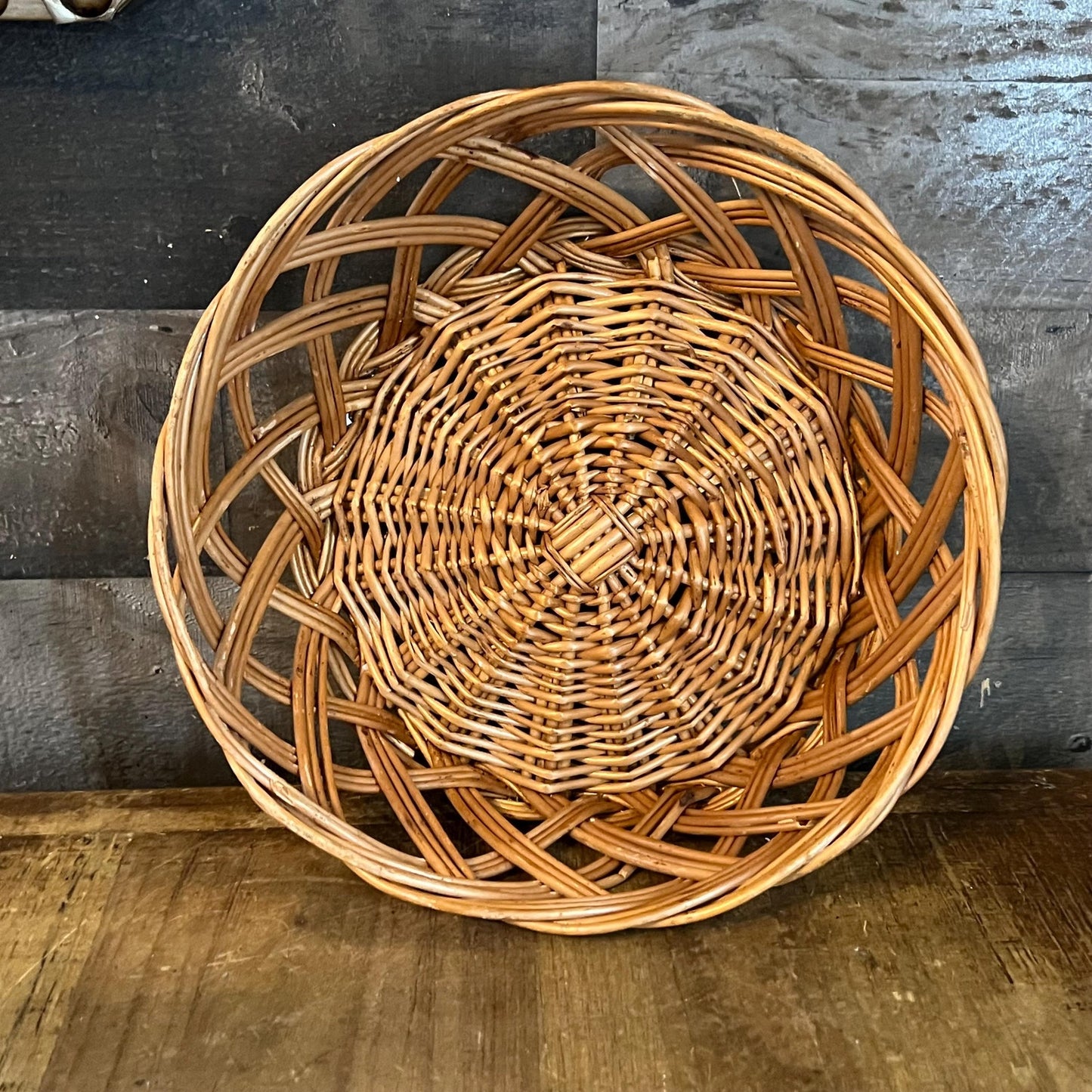 Vintage Woven Wicker Round Basket