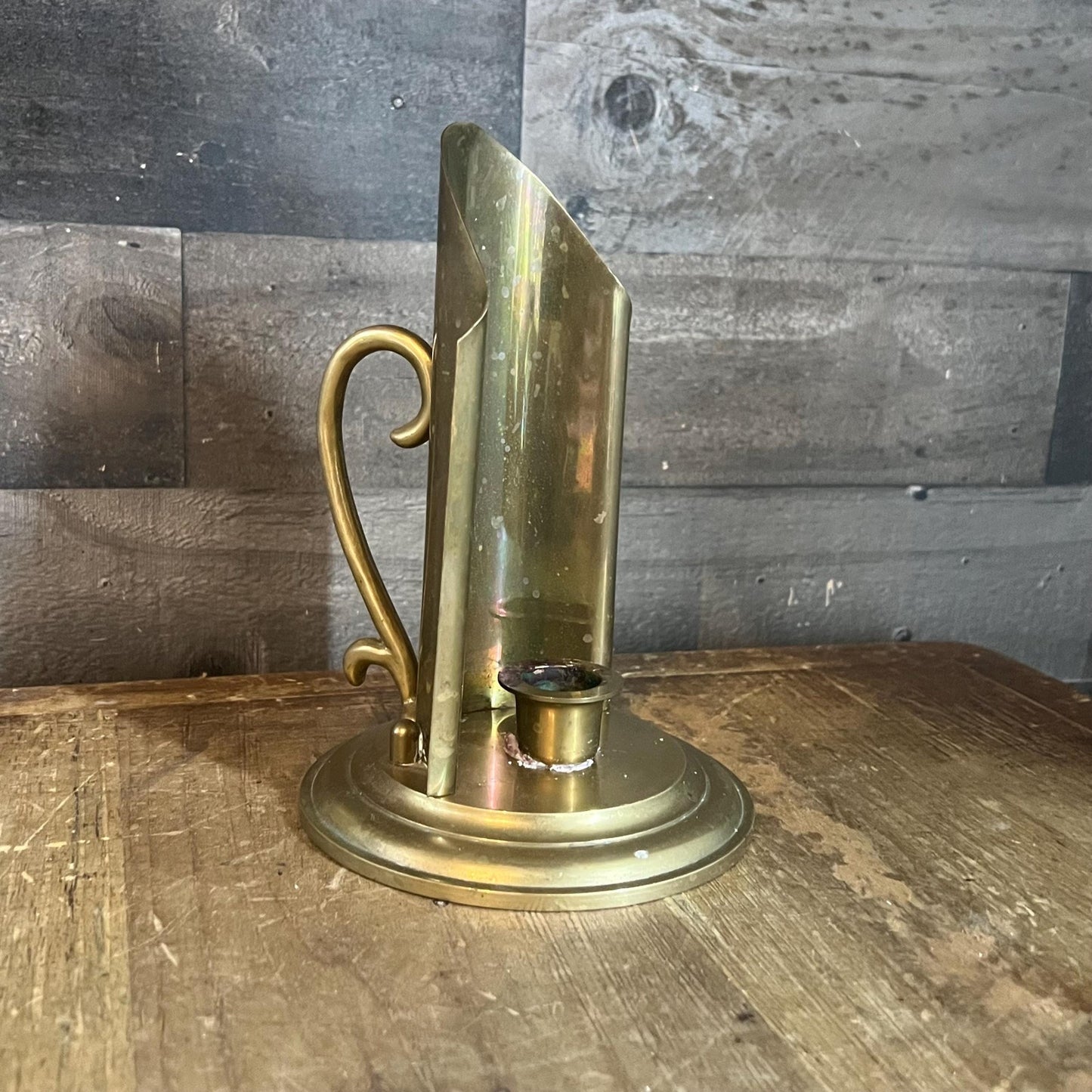 Vintage Brass Handled Candlestick Holder