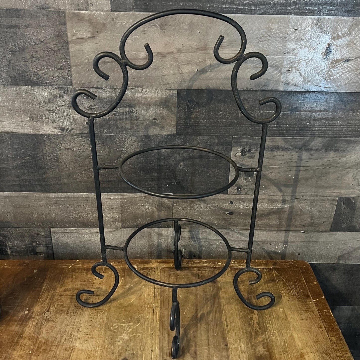 Wrought Iron 2 Tier Plate Rack - Pie Rack - Dessert Stand